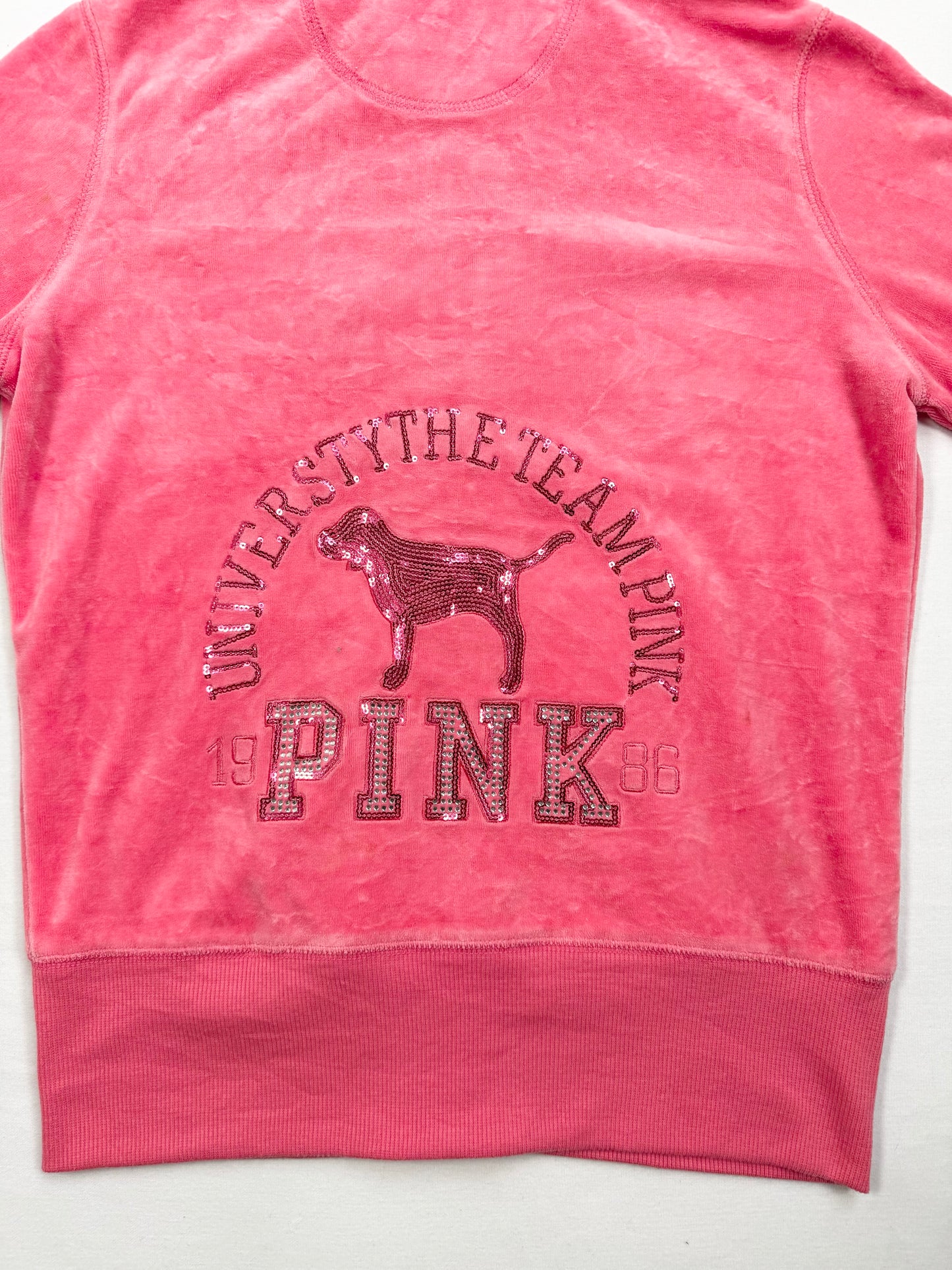 Pink Velour PINK Zip Up Hoodie ♡ L