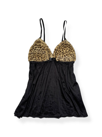 Gyaru Leopard Fur Bust Cami ♡ Size S