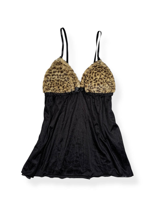 Gyaru Leopard Fur Bust Cami ♡ Size S