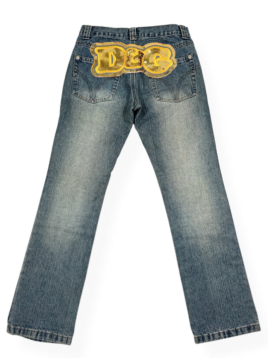 D&G Gold Sequin Logo Jeans ♡ Size XS