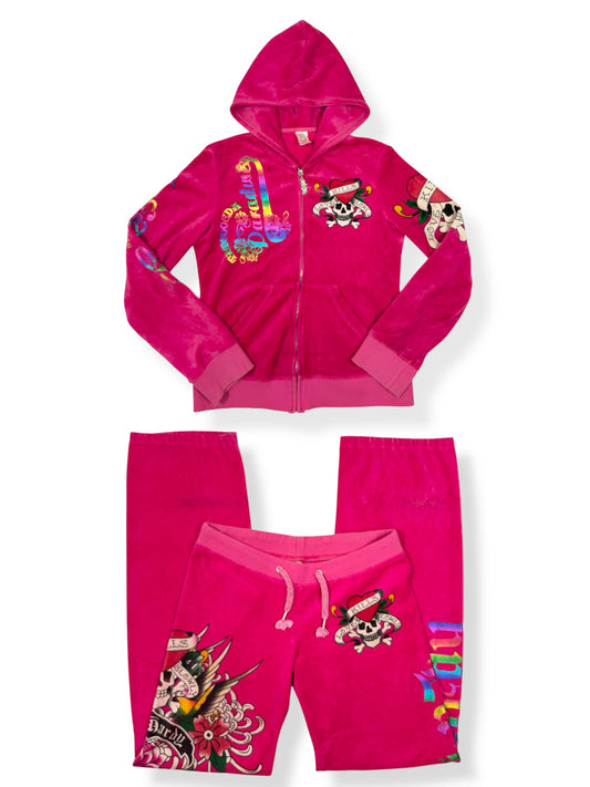 Pink Ed Hardy Tracksuit ♡ L/XL
