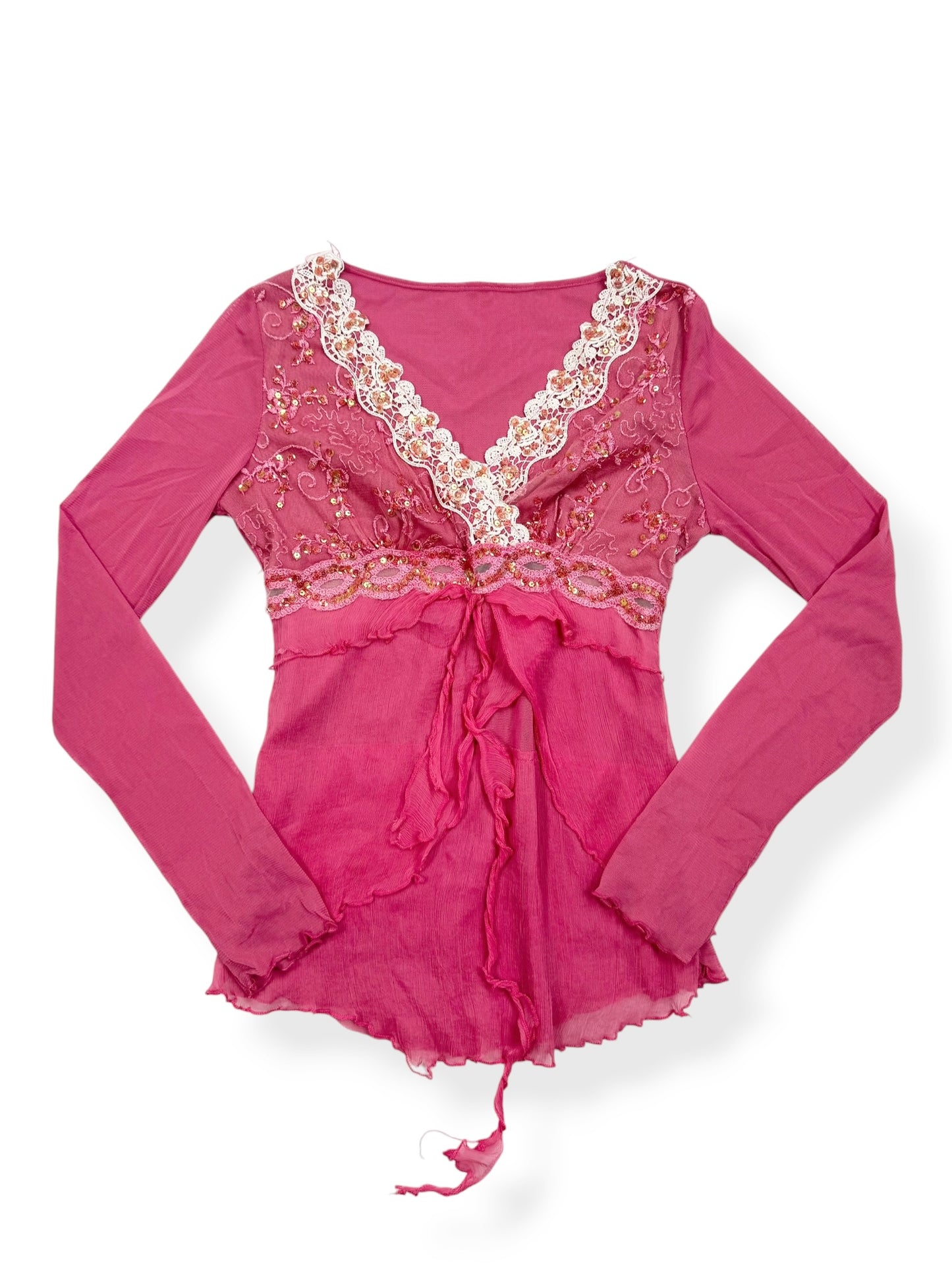 Pink Beaded Fairy Long Sleeved Top ♡ S
