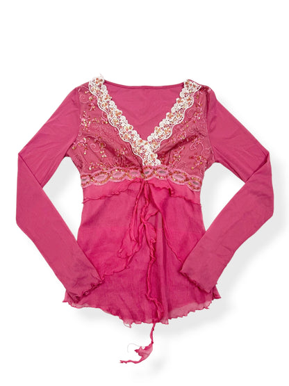 Pink Beaded Fairy Long Sleeved Top ♡ S