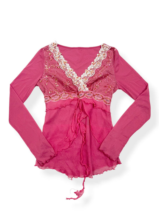 Pink Beaded Fairy Long Sleeved Top ♡ S