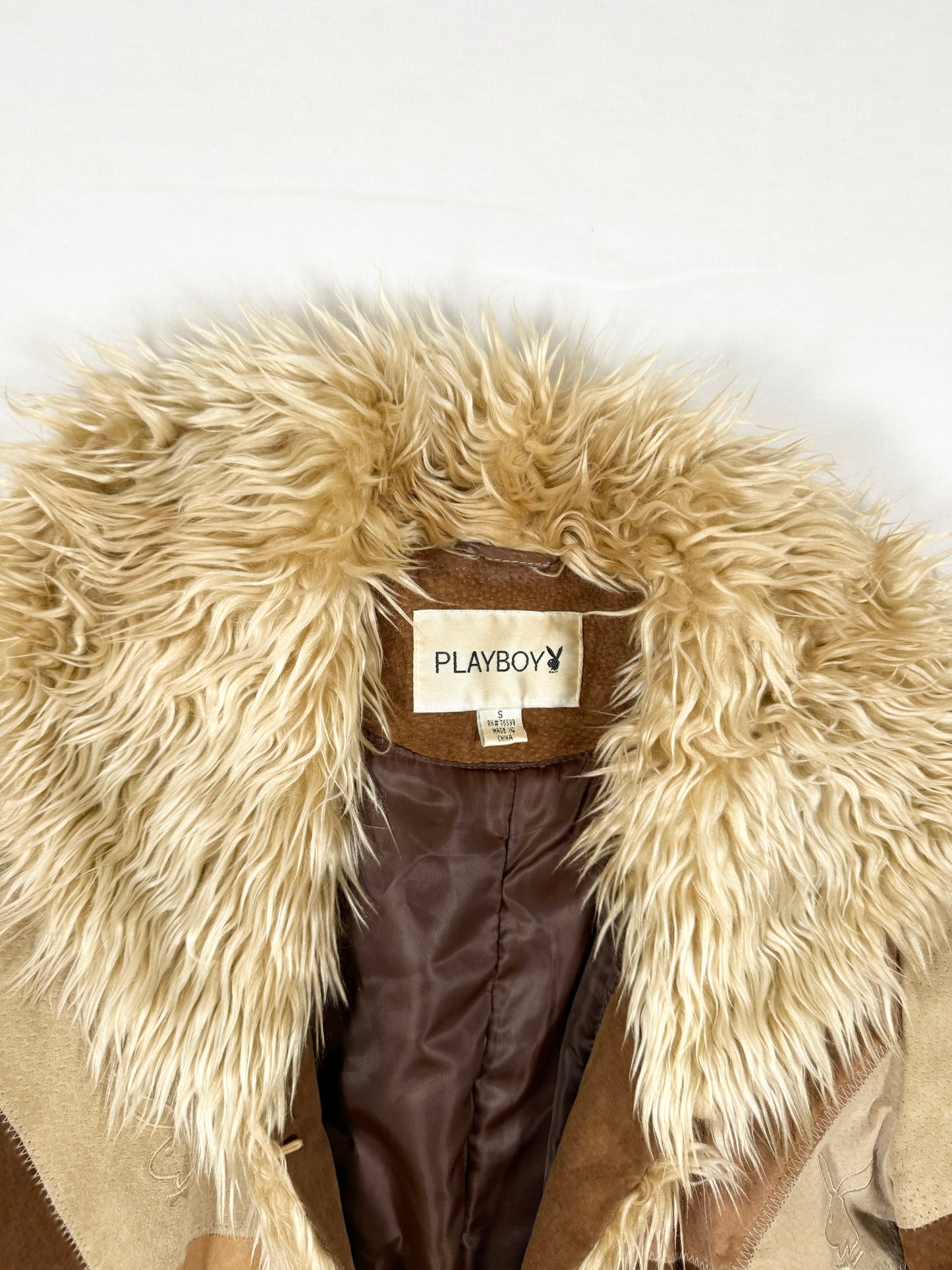 Playboy Patchwork Fur Trim Coat