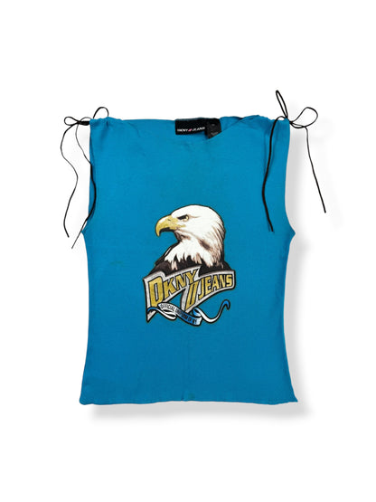 DKNY Jeans Blue Eagle Suede Tie Tank ♡ XS