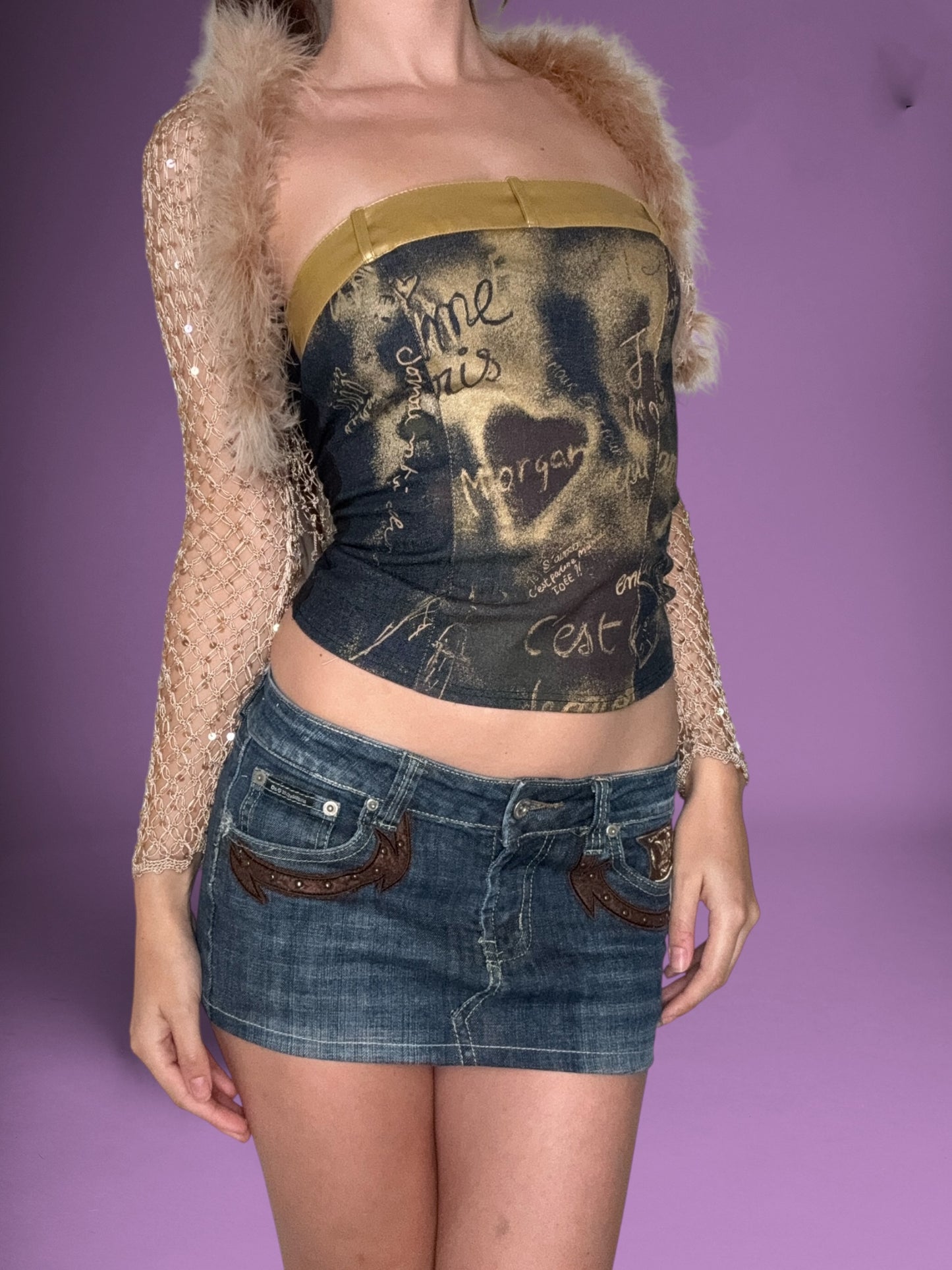 Crochet Sequin Fur Trim Cardigan ♡ S/M