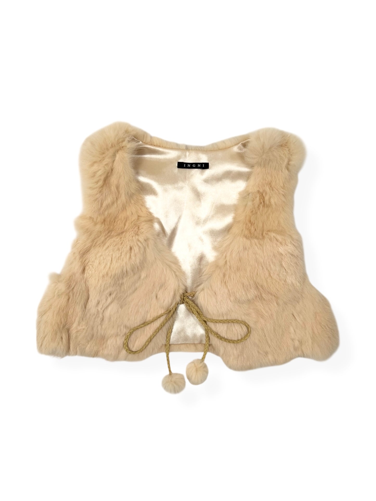 Beige Fur Tie Vest