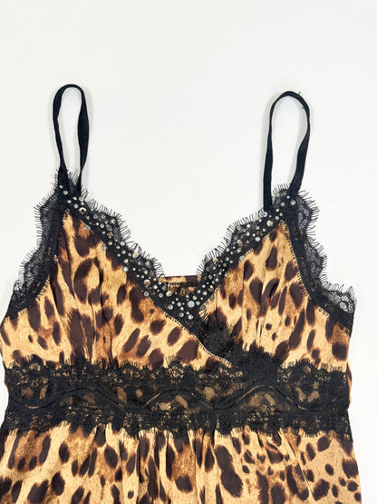 Leopard Silk Diamante Cami ♡ S