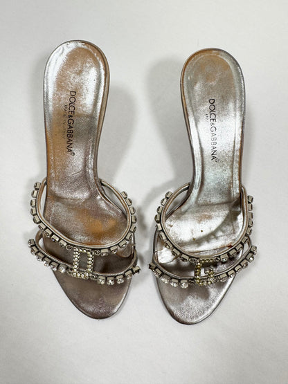 D&G Silver Diamanté Kitten Heels ♡ 36.5