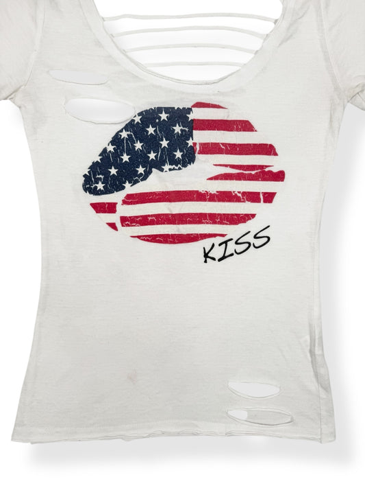 Flag Kiss Cutout Tee ♡ Size S