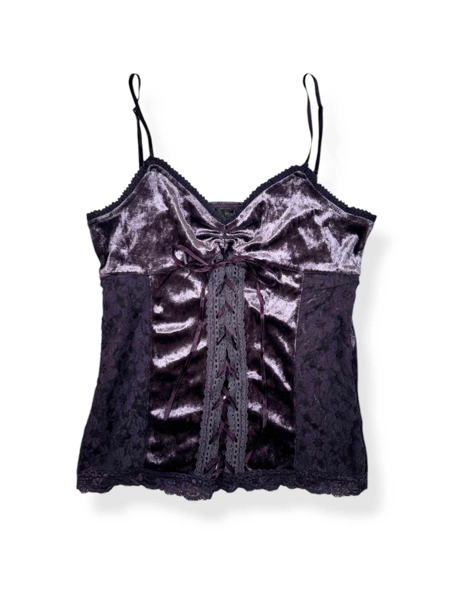 Purple Velvet Lace Up Cami