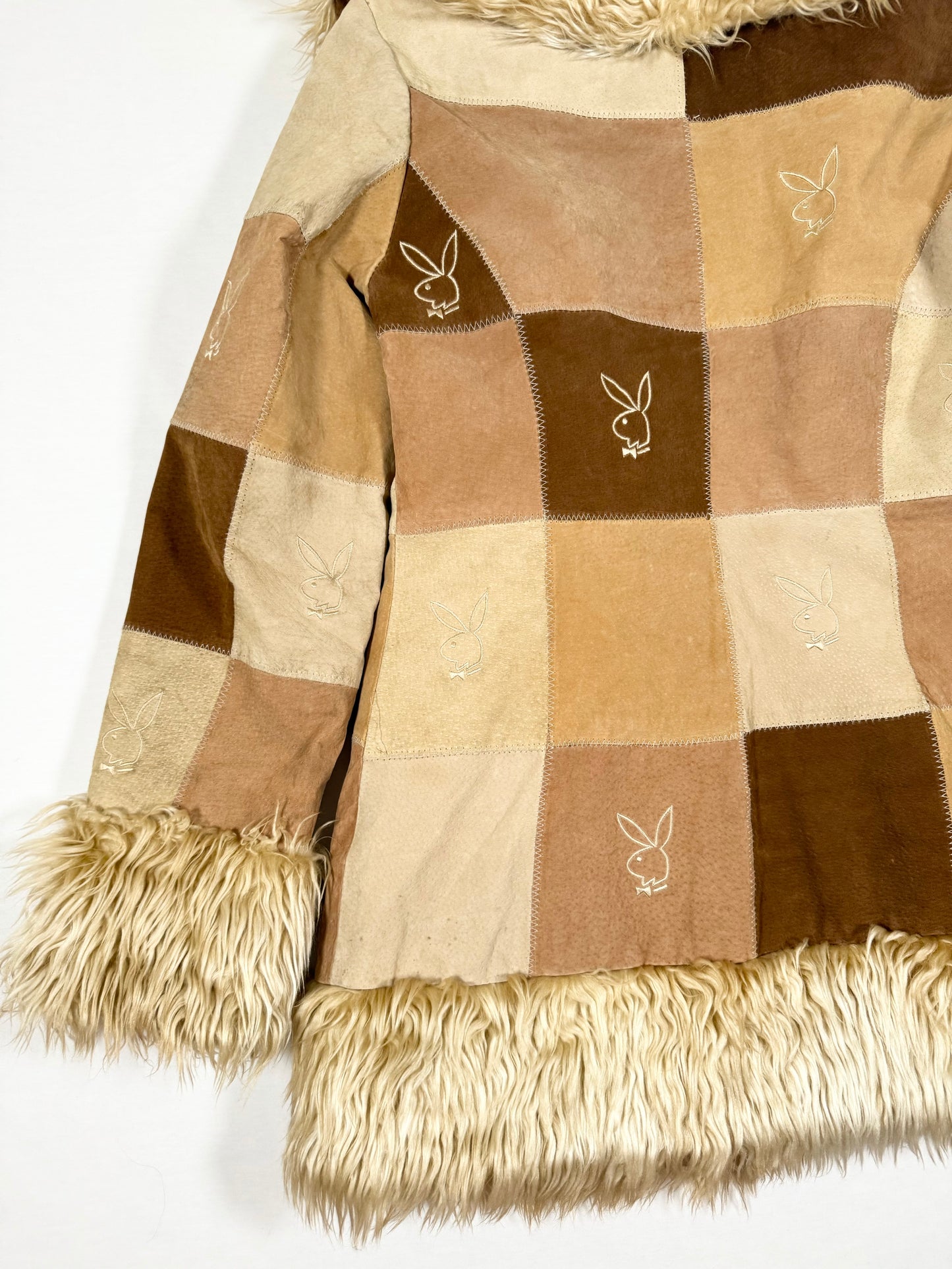 Playboy Patchwork Fur Trim Coat