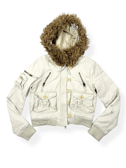 Cropped Fur Hood Jacket