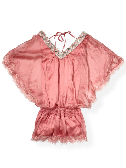 Pink Satin Batwing Top ♡ S/M