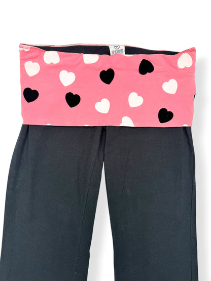 PINK Heart Diamante Logo Fold Over Flared Leggings ♡ S