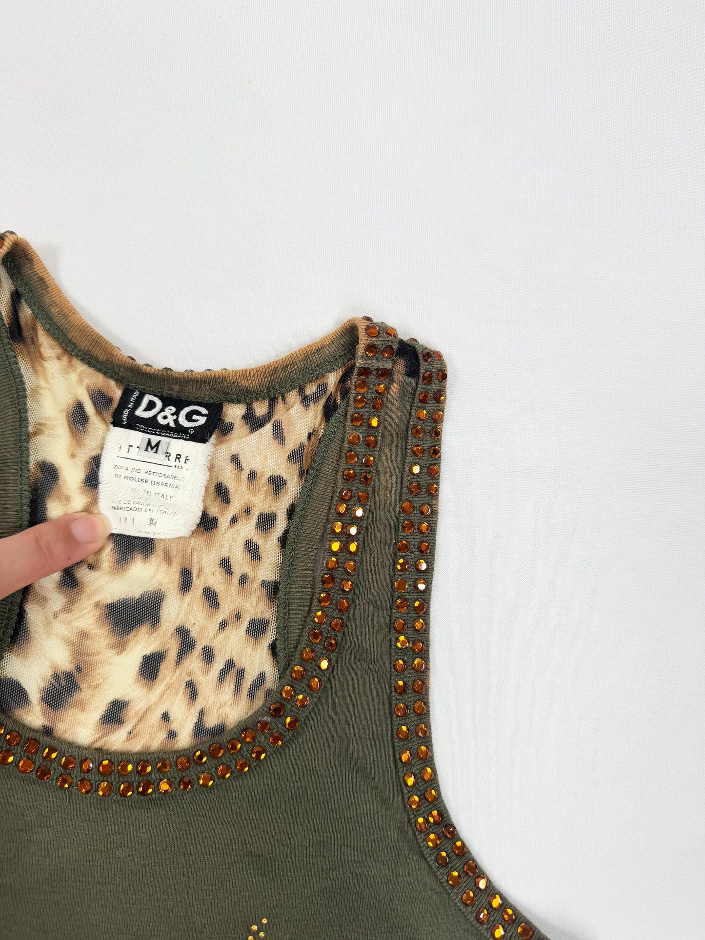 D&G Diamante Leopard Mesh Tank ♡ S