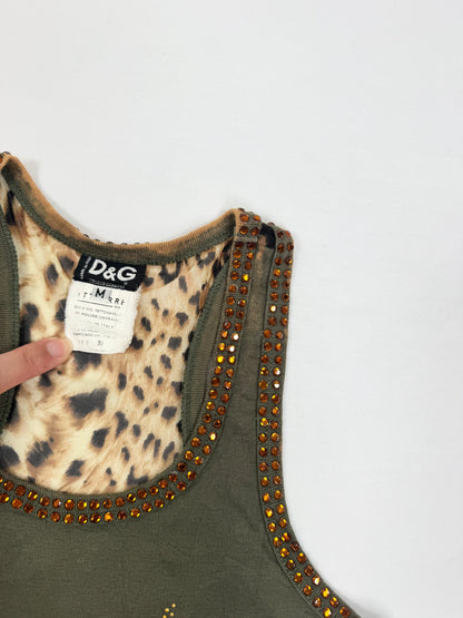 D&G Diamante Leopard Mesh Tank ♡ S