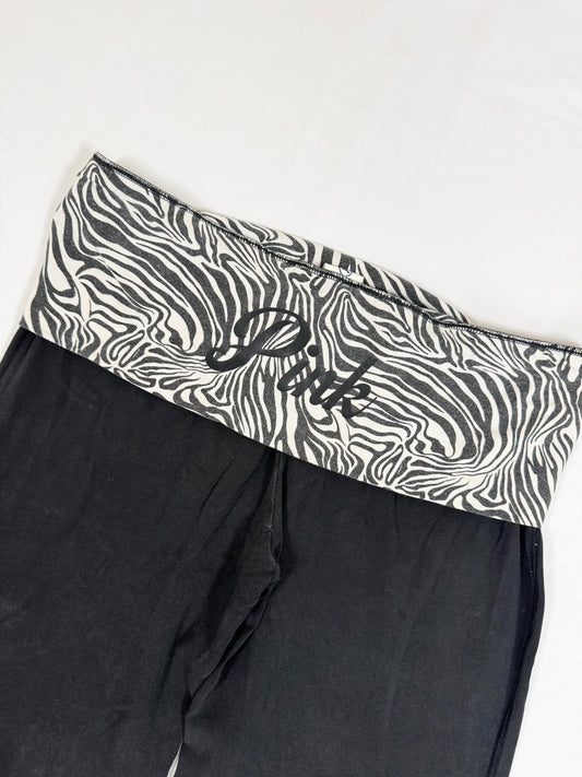 PINK Zebra Fold Over Waistband Flared Leggings ♡ L