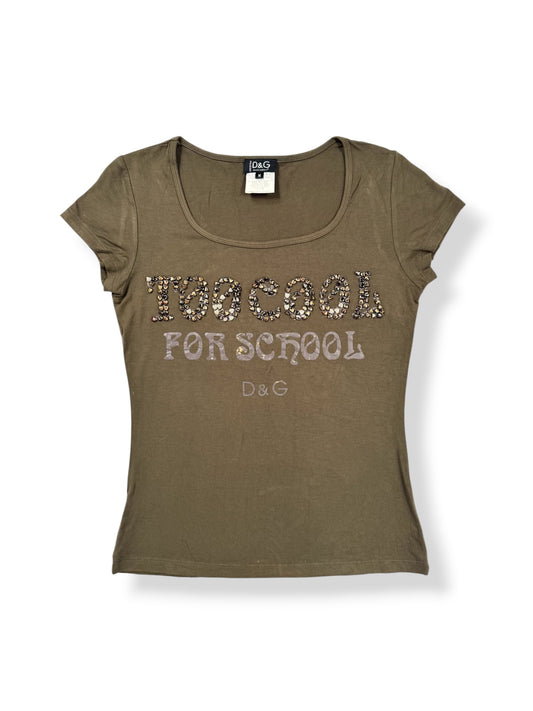 D&G “Too Cool For School” Khaki Tee ♡ M