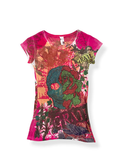 Grail Skull Pink Tee ♡ S