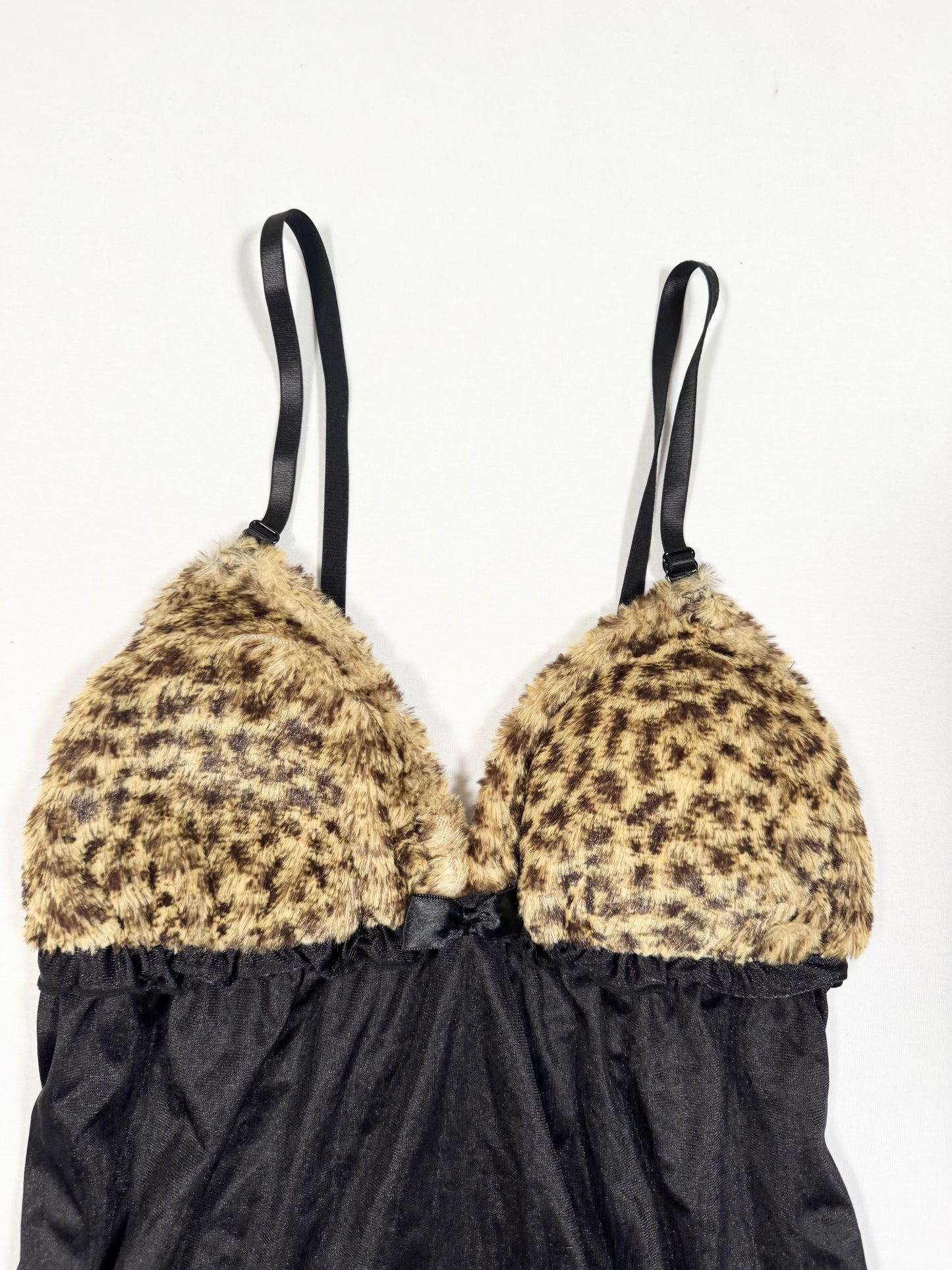 Gyaru Leopard Fur Bust Cami ♡ Size S