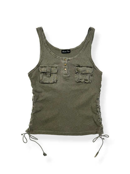 Khaki Lace Up Sides Tank ♡ S/M