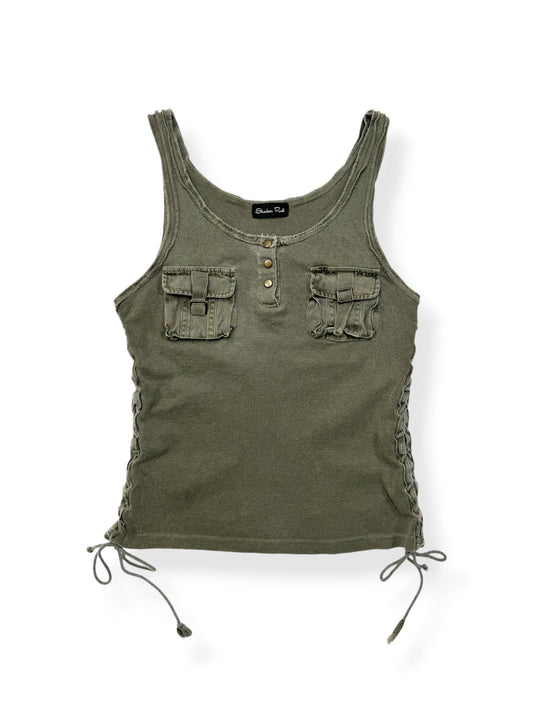 Khaki Lace Up Sides Tank ♡ S/M