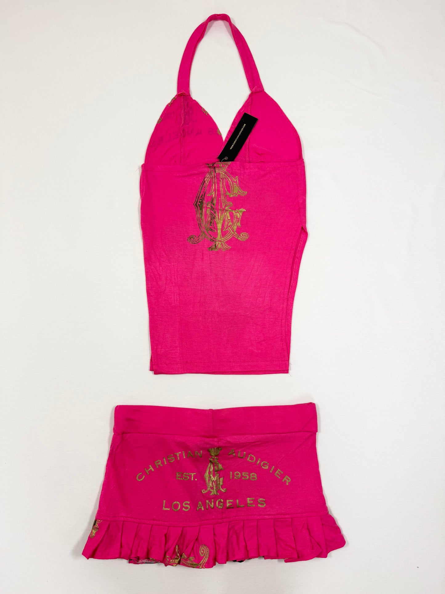 Christian Audigier Pink Halter & Skirt Set ♡ XS/S