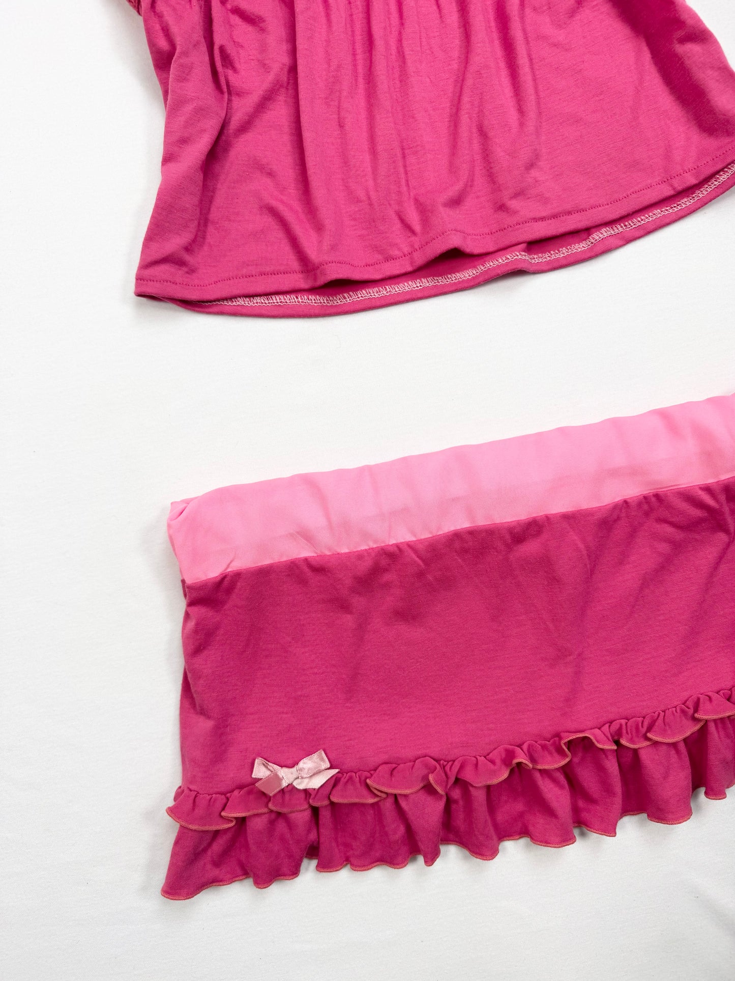 Pink Crochet Bow Cami & Micro Skirt Set ♡ M