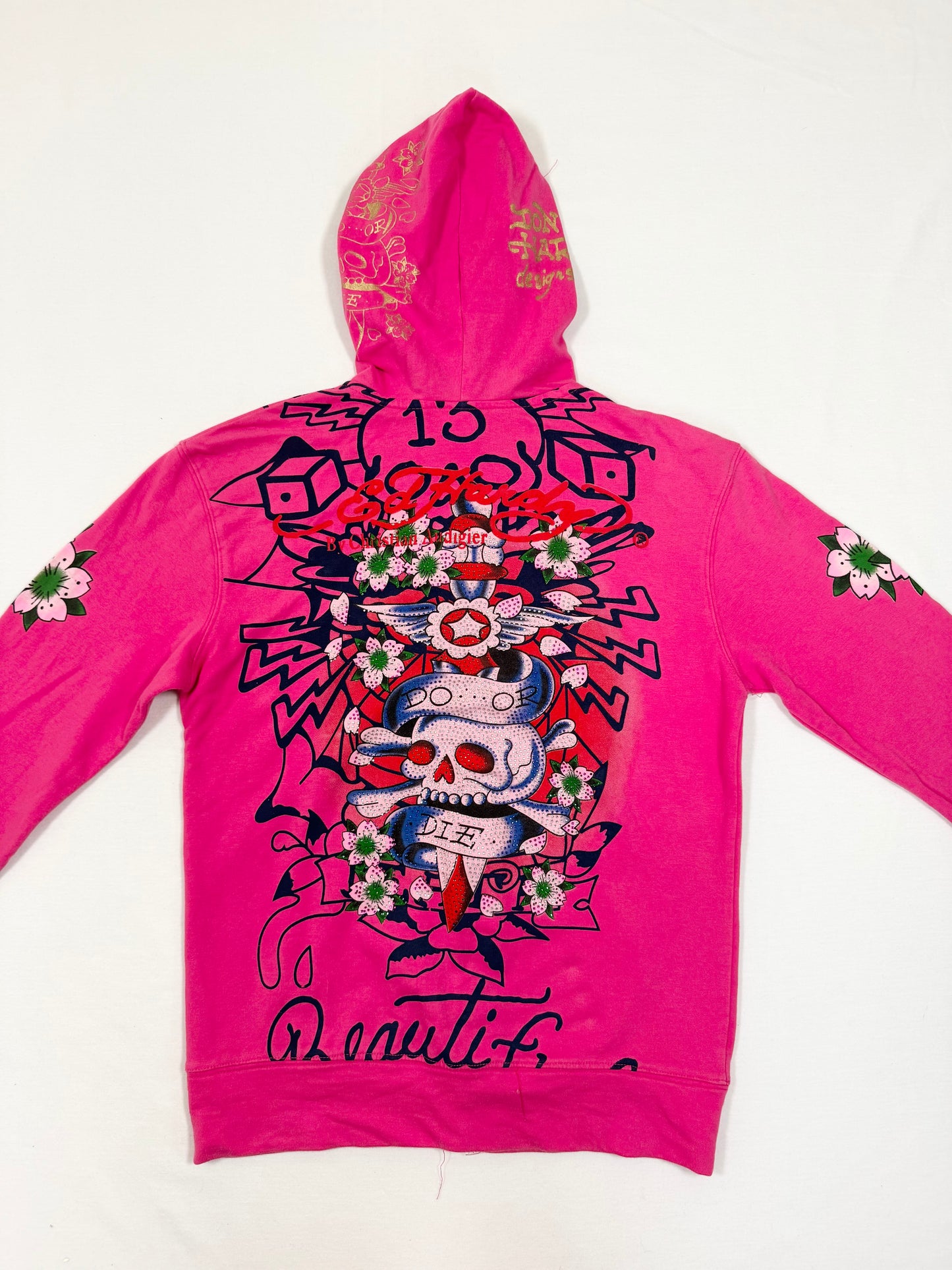 Pink Ed Hardy Zip Up Hoodie ♡ M