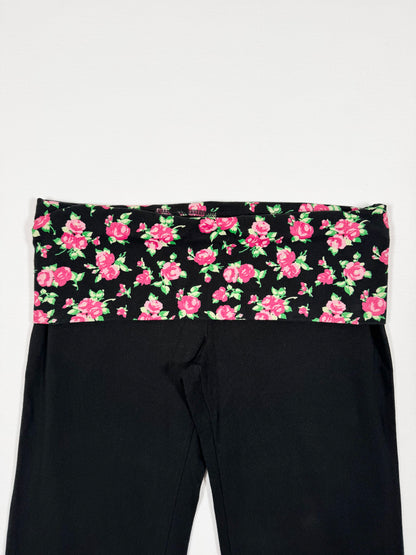 “LOVE PINK” Fold Over Flared Leggings