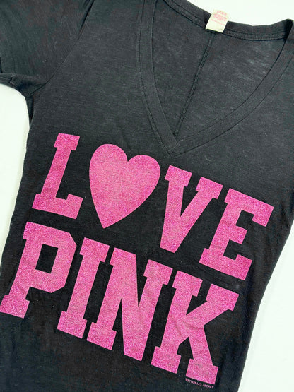 Love Pink Glitter Print Tee ♡ M