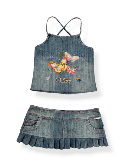 Guess Butterfly Denim Skirt & Cami Set ♡ S