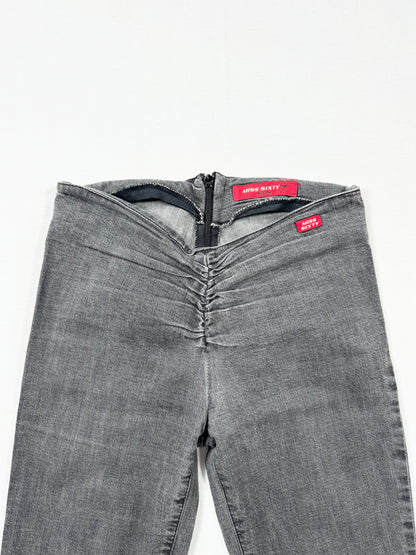 Miss Sixty Grey Denim Ruched Flared Jeans ♡ 25”