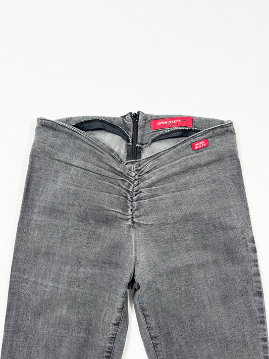 Miss Sixty Grey Denim Ruched Flared Jeans ♡ 25”