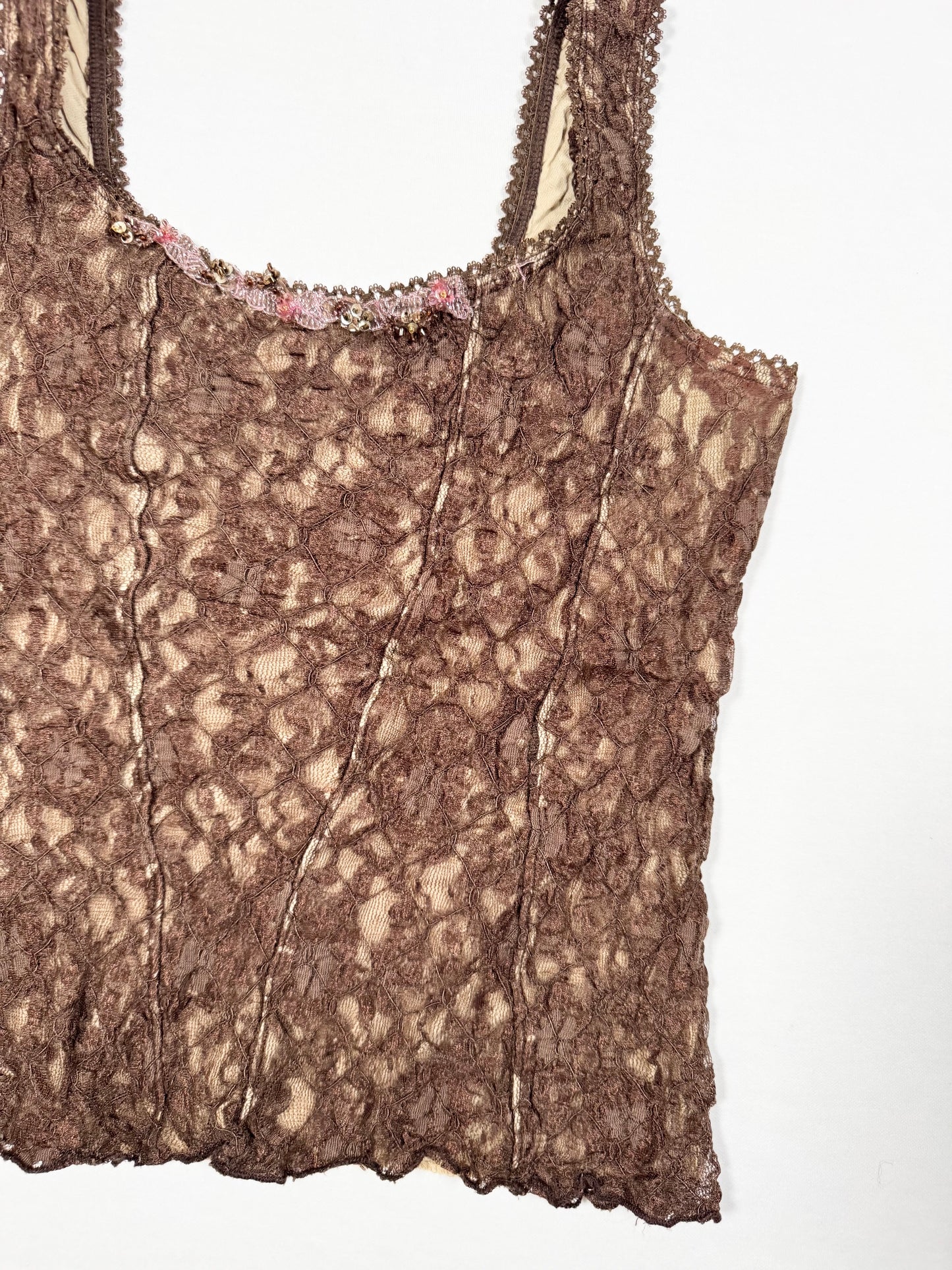 Brown Lace Corset Tank