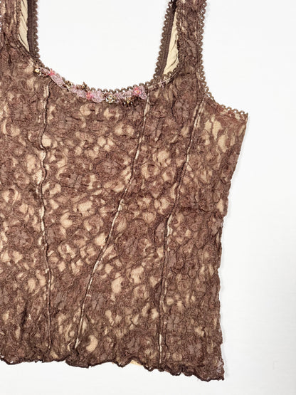 Brown Lace Corset Tank