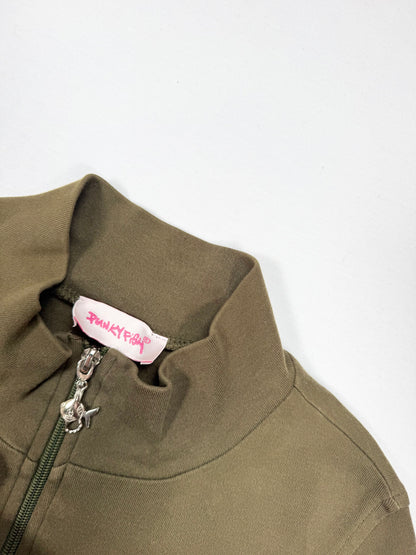 Punky Fish Patch Khaki Zip Up ♡ S