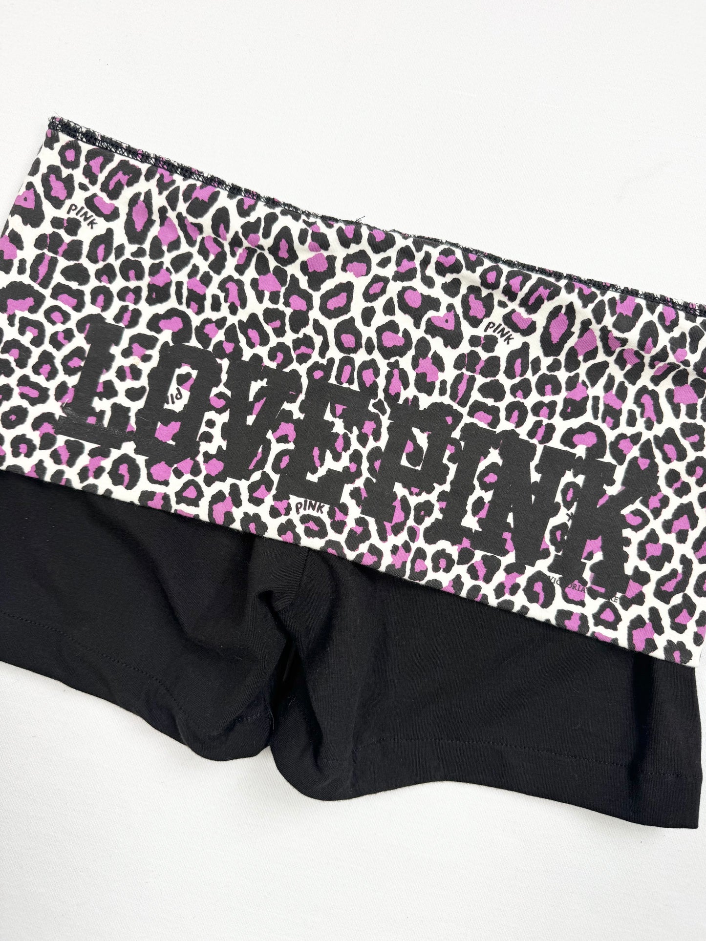 PINK Purple Leopard Fold Over Shorts ♡ S
