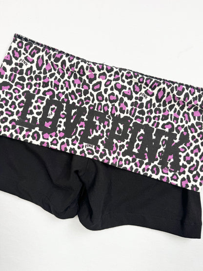 PINK Purple Leopard Fold Over Shorts ♡ S
