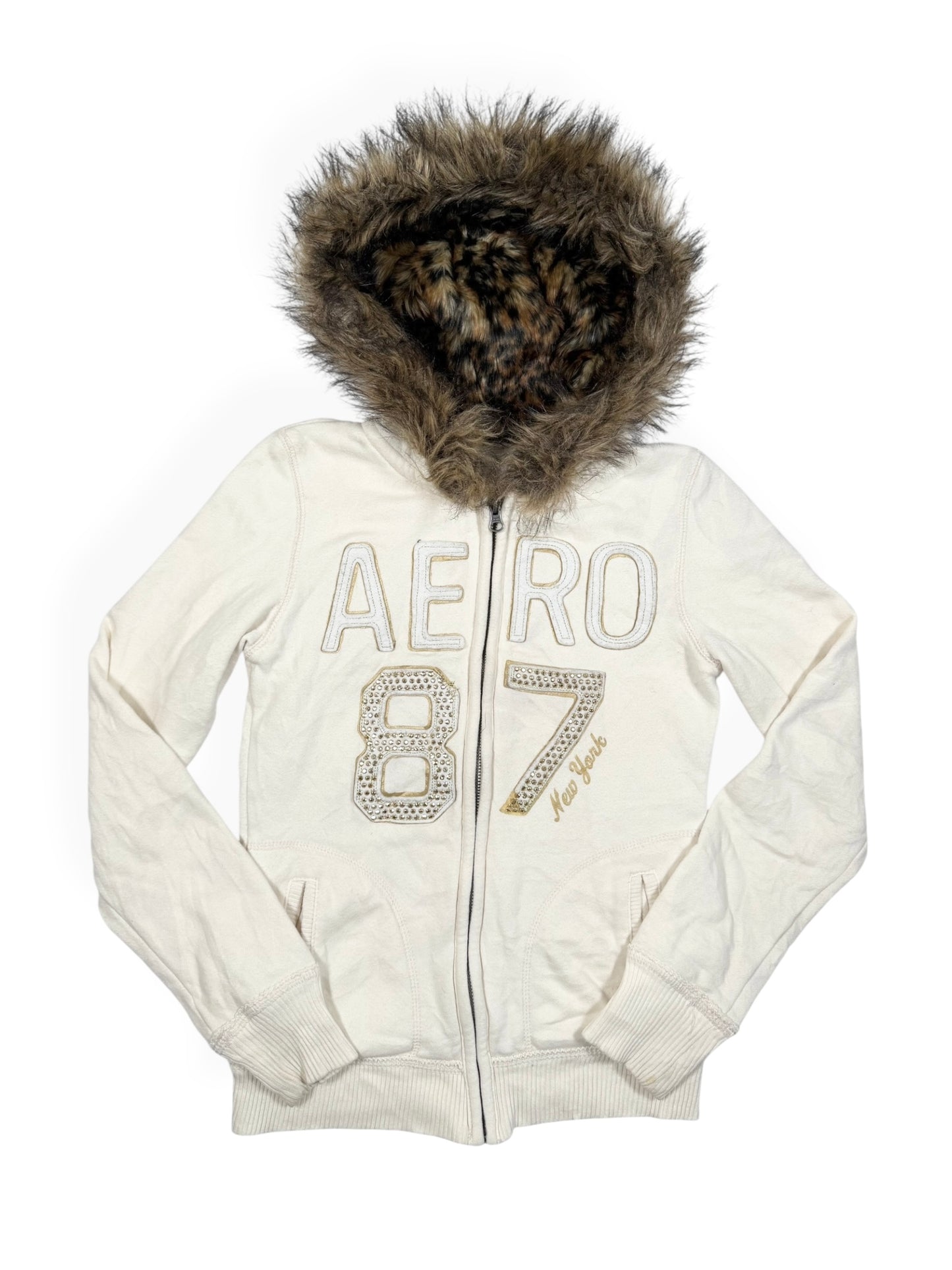 Aero Leopard Fur Hood Zip Up ♡ Size S