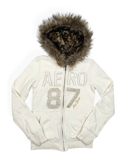 Aero Leopard Fur Hood Zip Up ♡ Size S