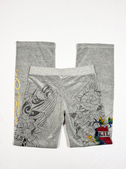 Ed Hardy Grey Velour Tracksuit ♡ Size M