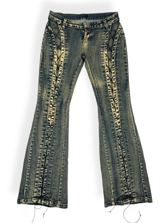 Lace Up Flared Jeans