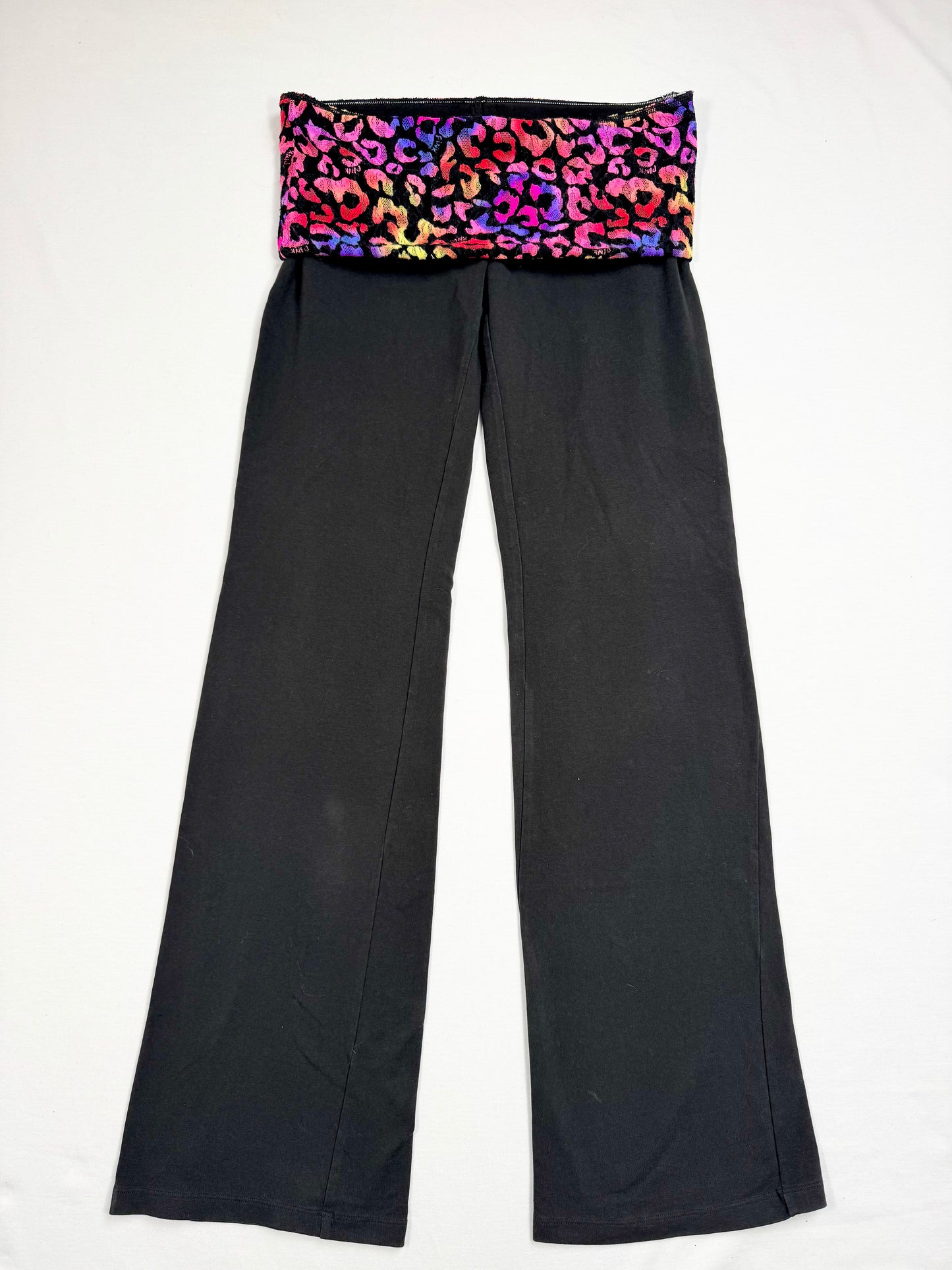 PINK Leopard Fold Over Flares Leggings ♡ M