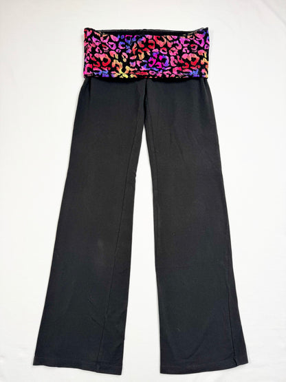PINK Leopard Fold Over Flares Leggings ♡ M
