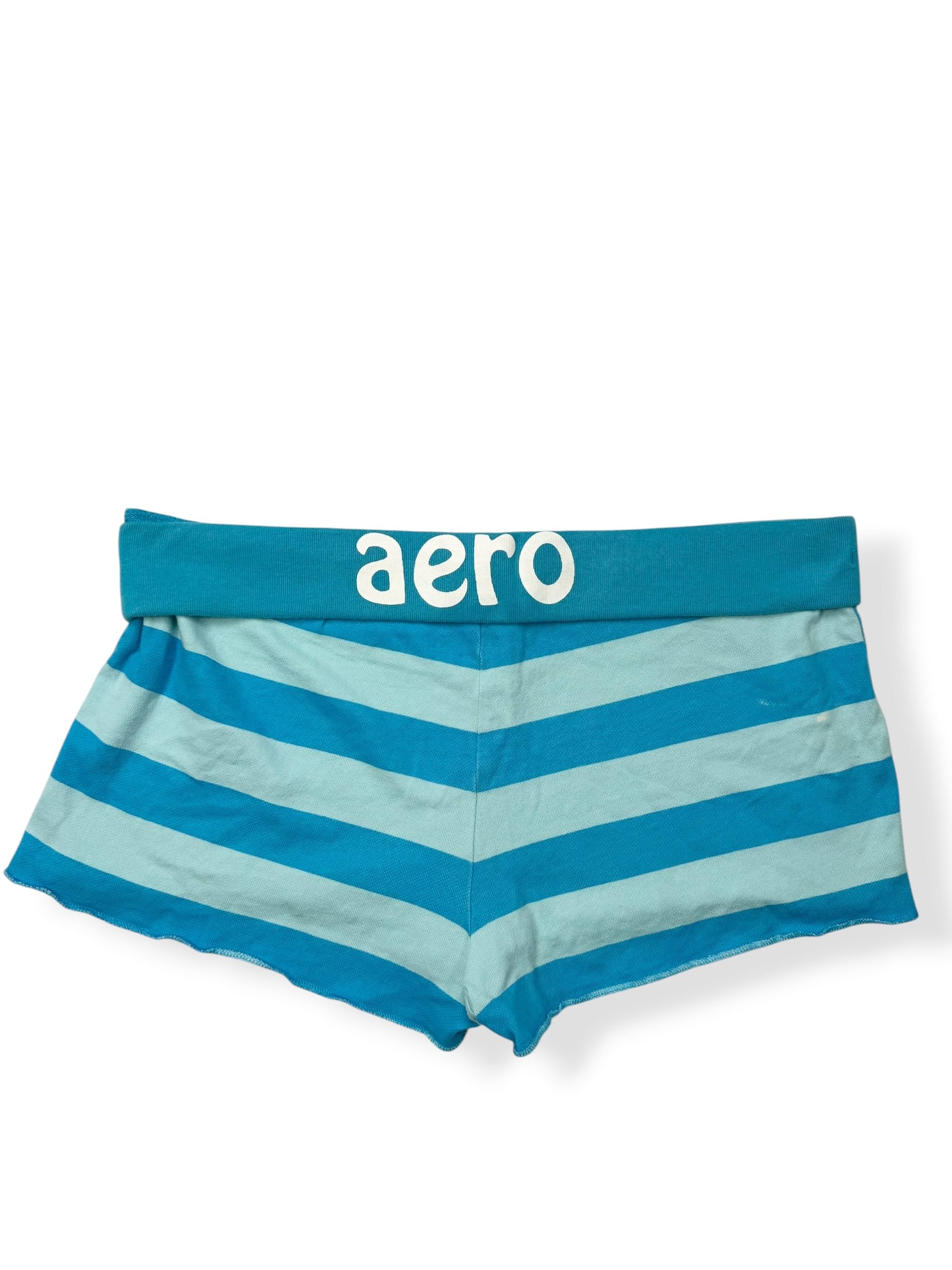 Aero Blue Striped Fold Over Shorts ♡ L