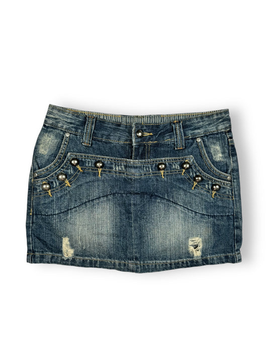 Denim Button Mini Skirt