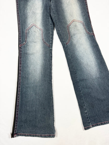 Lace Up Zip Flared Jeans ♡ Size S